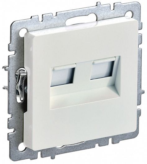 Розетка компьютерная двойная  RJ45 кат.5E BRITE   жемчуж. IEK BR-K20-1-K36