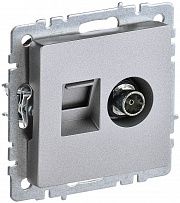Розетка компьютерная + телевизионная 2-м Brite  RJ45 кат.5E + TV алюм. IEK BR-AK20-1-K47