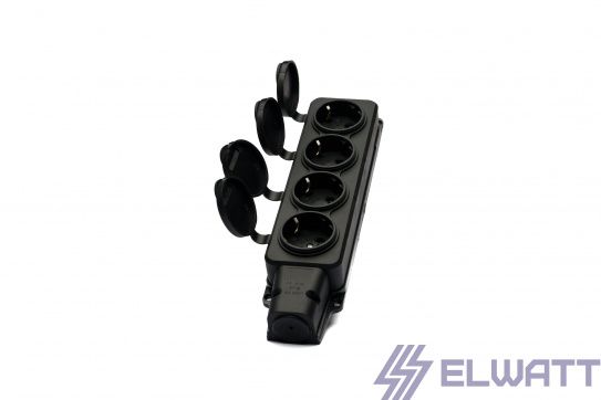 Колодка удлинителя 4-я  каучук 16а IP44 Elwatt