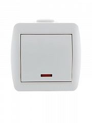 Выключатель 1-кл. ОП Nata 10А IP20 с подсветкой бел. LEZARD 710-0200-111