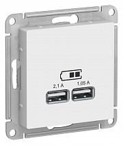Systeme Electric AtlasDesign Лотос Розетка USB A+A, 5В/2,1 А, 2х5В/1,05 А, механизм ATN001333