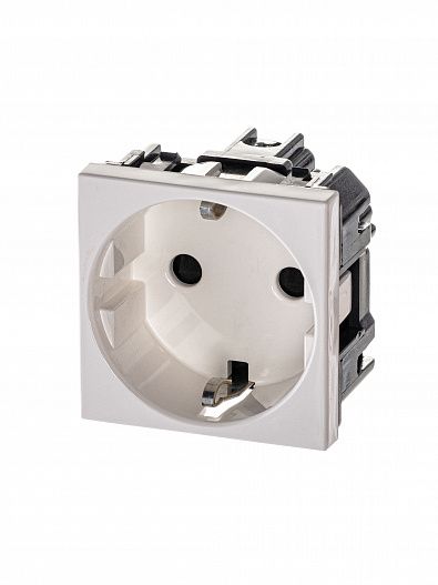 Розетка 1-м 2мод. Zenit  с заземл. Schuko защ. шторки альп. бел. ABB 2CLA228800N1101