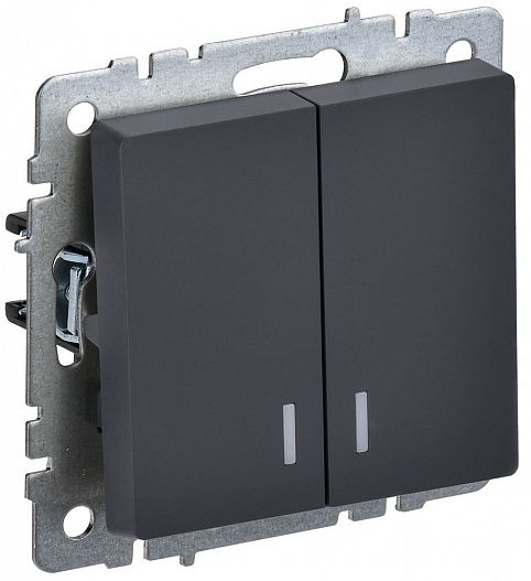 Выключатель 2-кл.  BRITE   10А с инд. графит IEK BR-V20-1-10-K53