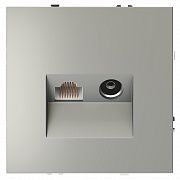Розетка телевизионная встраиваемая VOLTUM S70 TV+RJ45 кат. 6, (сталь)