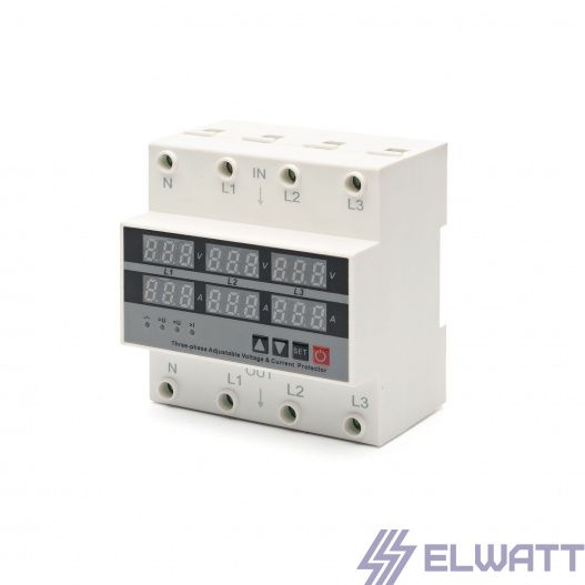 Реле напряжения и тока 3ф 63А Elwatt