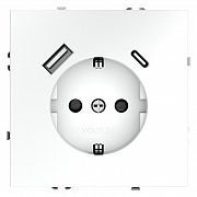 Розетка 1-м СП S70 16А с USB A+С с заземл. защ. шторки механизм бел. матов. Voltum VLS040502
