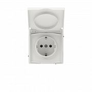 Розетка силовая KANT IP44 2P+E защ. шторки с крышкой бел. песок DKC 7010013