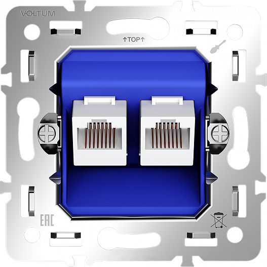 Механизм розетки компьютерной двойной RJ45+RJ45 кат.6, S70