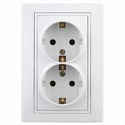 Розетка 2-м СП Plano 1-208-01 16А IP20 250В 2х2P+E Schuko защ. шторки бел. Intro Б0053933