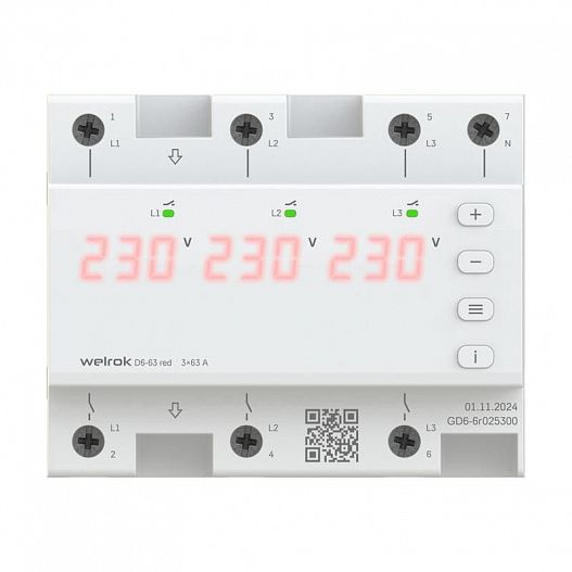 Реле напряжения D6-63 red Welrok 4660251140410