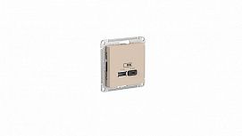 SE AtlasDesign Песочный Розетка USB A+С, 5В/2,4А, 2х5В/1,2А, механизм ATN001239