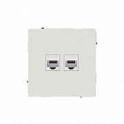 Розетка компьютерная 2-м KANT RJ45 кат.5E без шторки бел. песок DKC 7010664