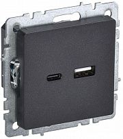 Розетка BRITE USB A+C 18Вт РЮ11-1-БрЧ механизм черн. IEK BR-U22-018-K02