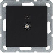 Розетка телевизионная проходная TV Ф9.5мм механизм черн. матов. soft touch Jasmart G6002PB