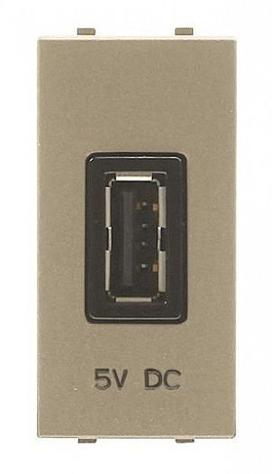 Розетка USB 1мод. Zenit 2000мА 5В механизм шампань ABB 2CLA218520N1901