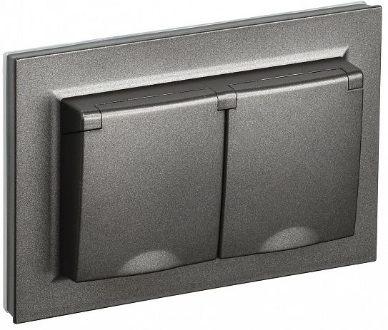 Розетка 2-м BRITE 16А в сборе IP44 с крышкой бронза IEK BR-R26-16-44-K45-F