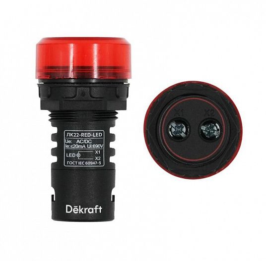 Лампа коммутац. ADDS 22мм LED 220В AC/DC ЛK-22 красн. SchE 25119DEK