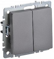 Выключатель проходной 2-кл. BRITE  10А сталь IEK BR-V22-0-10-K46