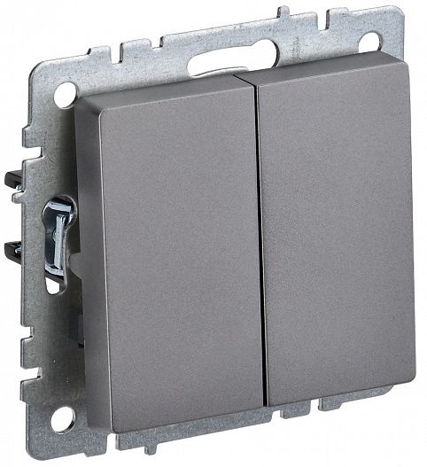 Выключатель проходной 2-кл. BRITE  10А сталь IEK BR-V22-0-10-K46
