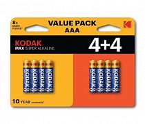 Элемент питания алкалиновый AAA/LR03 1.5В MAX SUPER Alkaline (блист.8шт) KODAK Б0057079