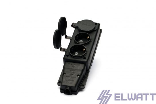 Колодка удлинителя 3-я  каучук 16а IP44 Elwatt