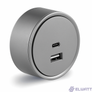 Розетка для трека 20W (USB+Type-C) Грей
