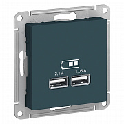SE AtlasDesign Изумруд USB, 5В, 1 порт x 2,1 А, 2 порта х 1,05 А, механизм