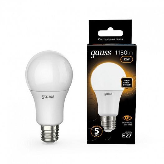 Лампа светодиодная Black 12Вт A60 3000К тепл. бел. E27 1150лм GAUSS 102502112