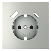 Накладка для розетки с заземлением и защитными шторками, с USB A+C, S70 (сталь)