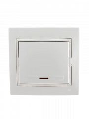 Выключатель 1-кл. СП Mira 10А IP20 с подсветкой с бел. вставкой бел. LEZARD 701-0202-111