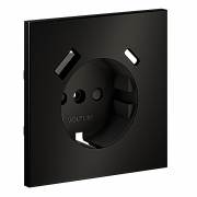 Накладка для розетки с заземлением и защитными шторками, с USB A+C, S70 Metal (антрацит)