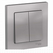 Выключатель 2-кл. СП AtlasDesign 10А IP20 (сх. 5) 10AX в сборе алюм. SE ATN000352