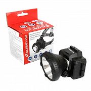 Фонарь аккумуляторный налобный LED5366 LED 2 режима 220В пластик. черн. (бокс) Ultraflash 11649