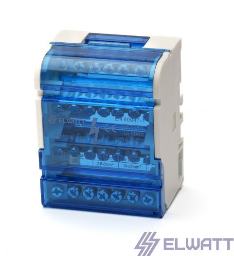 Шина на DIN-рейку в корпусе (кросс-модуль) 4х7 Elwatt