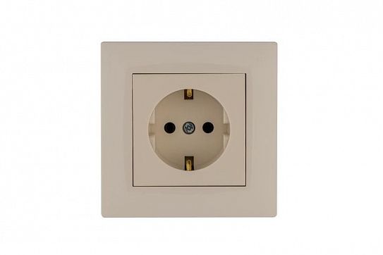 Розетка 1-м Karea RIZZ с заземл. крем Makel 88010028