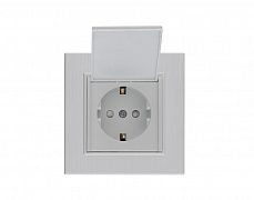 Розетка 1-м с крышкой Karea LINE STAR с заземл. жемчуж. Makel 86100029