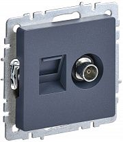 Розетка компьютерная + телевизионная 2-м BRITE RJ45 кат.5E + TV маренго IEK BR-AK20-1-K35