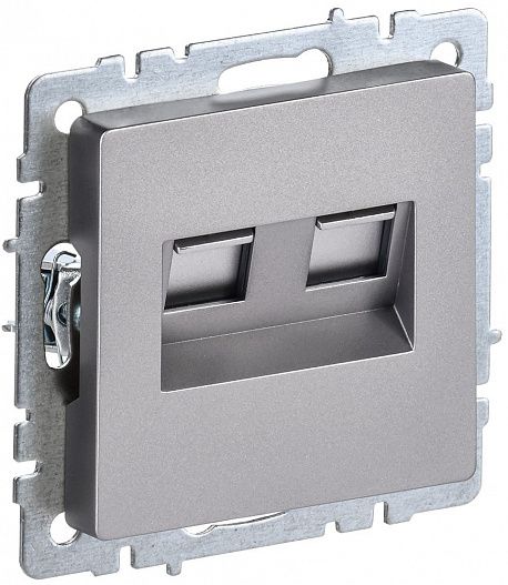 Розетка компьютерная двойная  RJ45 кат.5E BRITE  сталь IEK BR-K20-1-K46