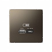 Systeme Electric ArtGallery Мокко USB Розетка A + тип-C 45Вт высокоскор.заряд. QC, PD, механизм