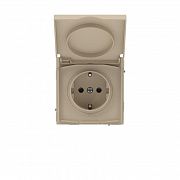 Розетка силовая KANT IP44 2P+E защ. шторки с крышкой ванильн. марципан DKC 7015013