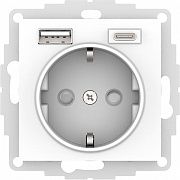 Systeme Electric AtlasDesign Лотос Розетка 16А с 2 USB A+C, 5В/2,4А/3,0А, 2х5В/1,5А, механизм ATN001332