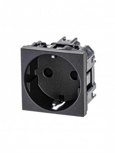 Розетка 1-м  2мод. Zenit  с заземл. Schuko защ. шторки  антрацит ABB 2CLA228800N1801