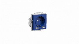 SE AtlasDesign Аквамарин Розетка 16А c 2 USB A+A, 5В/2,4А, 2х5В/1,2А, механизм ATN001130