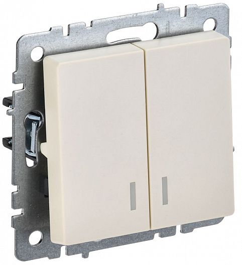Выключатель 2-кл.  BRITE  10А с инд. беж. IEK BR-V20-1-10-K10