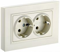 Розетка 2-м BRITE   16А в сборе с заземл. без защ. шторок беж. IEK BR-R21-16-K10-F