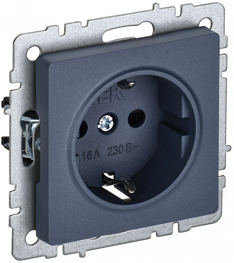 Розетка BRITE  16А с заземл. защ. шторки маренго IEK BR-R14-16-K35