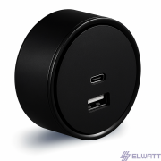 Розетка для трека 20W (USB+Type-C) чёрный
