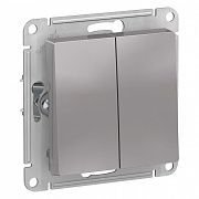 Systeme Electric AtlasDesign Aqua Алюминий Выключатель 2-клавишный, IP44, сх.5, 10АХ, механизм