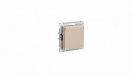 SE AtlasDesign Песочный Розетка с/з со шторками с крышкой, 16А, IP20, механизм ATN001246