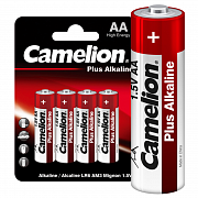 Элемент питания алкалиновый AA/LR6 1.5В Plus Alkaline LR6-BP4 (блист.4шт) Camelion 7370